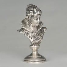 Load image into Gallery viewer, Antique Austrian Solid Silver Wax Seal Desk Stamp Austro-Hungarian Renaissance Lady Bust Sculptural Figure