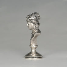 Load image into Gallery viewer, Antique Austrian Solid Silver Wax Seal Desk Stamp Austro-Hungarian Renaissance Lady Bust Sculptural Figure