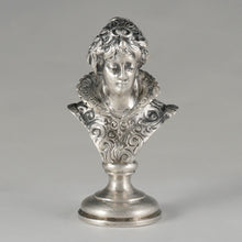 Load image into Gallery viewer, Antique Austrian Solid Silver Wax Seal, Austro-Hungarian Desk Stamp Renaissance Lady Bust Sculpture Figure