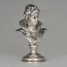 Load image into Gallery viewer, Antique Austrian Solid Silver Wax Seal, Austro-Hungarian Desk Stamp Renaissance Lady Bust Sculpture Figure