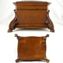Load image into Gallery viewer, Antique Black Forest Carved Wood Cigar Caddy, Box, Porcelain Portrait Plaque
