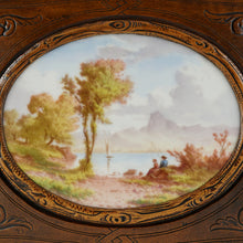 Load image into Gallery viewer, Antique Black Forest Carved Wood Cigar Caddy, Box, Porcelain Portrait Plaque