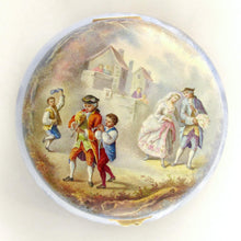Load image into Gallery viewer, Antique French 800 Silver Gilt Vermeil Viennese Enamel Snuff Box Wedding Scene