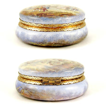 Load image into Gallery viewer, Antique French 800 Silver Gilt Vermeil Viennese Enamel Snuff Box Wedding Scene