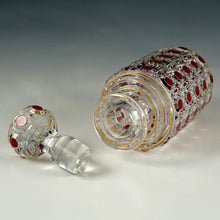 Load image into Gallery viewer, Vintage Glass Perfume Cologne Bottle, Cranberry Hobnail & Diamond Pattern