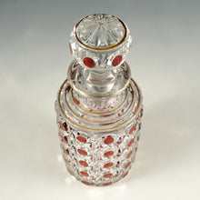 Load image into Gallery viewer, Vintage Glass Perfume Cologne Bottle, Cranberry Hobnail & Diamond Pattern