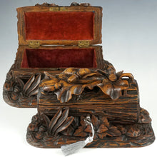 Load image into Gallery viewer, Antique Black Forest Hand Carved Wood Figural Jewelry Box, Lock & Key