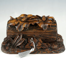 Load image into Gallery viewer, Antique Black Forest Hand Carved Wood Figural Jewelry Box, Lock & Key