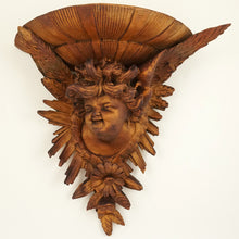 Load image into Gallery viewer, Pair Hand Carved Wood Cherub / Putti Figures Wall Shelves, Consoles