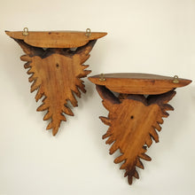Load image into Gallery viewer, Pair Hand Carved Wood Cherub / Putti Figures Wall Shelves, Consoles