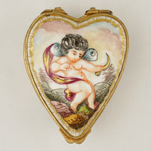 Load image into Gallery viewer, Heart Shaped Capodimonte Porcelain Style Jewelry Trinket Box, Hand Painted Cherubs