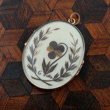 Load image into Gallery viewer, Antique French 18K Yellow Gold Photo Locket Pendant, Mourning Hair Art Memento