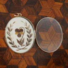 Load image into Gallery viewer, Antique French 18K Yellow Gold Photo Locket Pendant, Mourning Hair Art Memento