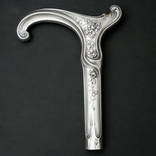 Load image into Gallery viewer, Art Nouveau French. 800 Silver Parasol Umbrella Dress Cane Handle Set, in Box