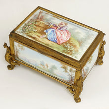 Load image into Gallery viewer, Antique French Enamel Gilt Bronze Jewelry Box
