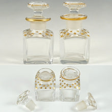 Load image into Gallery viewer, Antique French Perfume Box, Parquetry Kingwood Inlay, Baccarat Crystal Scent Bottles