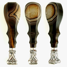 Load image into Gallery viewer, Antique French .800 Silver Wax Seal, Banded Agate Handle, Quartz Geode