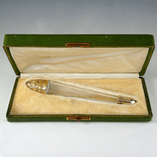 Load image into Gallery viewer, French Sterling Silver Crystal Lay Down Scent Perfume Bottle, Gilt Vermeil, Original Box