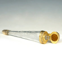 Load image into Gallery viewer, French Sterling Silver Crystal Lay Down Scent Perfume Bottle, Gilt Vermeil, Original Box