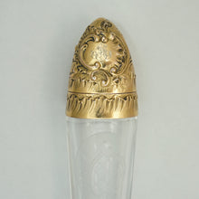 Load image into Gallery viewer, French Sterling Silver Crystal Lay Down Scent Perfume Bottle, Gilt Vermeil, Original Box
