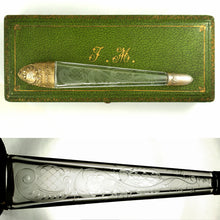 Load image into Gallery viewer, French Sterling Silver Crystal Lay Down Scent Perfume Bottle, Gilt Vermeil, Original Box