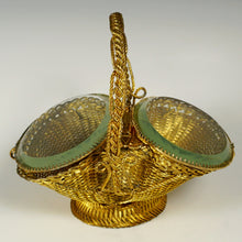 Load image into Gallery viewer, Antique French Vitrine Jewelry Box Beveled Glass Gilt Bronze Ormolu Basket