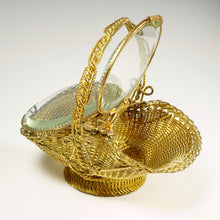 Load image into Gallery viewer, Antique French Vitrine Jewelry Box Beveled Glass Gilt Bronze Ormolu Basket