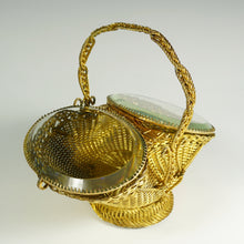 Load image into Gallery viewer, Antique French Vitrine Jewelry Box Beveled Glass Gilt Bronze Ormolu Basket