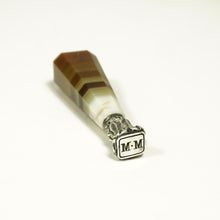 Load image into Gallery viewer, Antique French .800 Silver Wax Seal Banded Agate Stone Handle, Desk Stamp