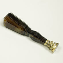 Load image into Gallery viewer, Antique French .800 Silver Wax Seal, Banded Agate Stone Handle, Desk Stamp