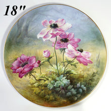 Load image into Gallery viewer, French Limoges Plate Charger Hand Painted Porcelain Large 18" Wall Plaque Pink Poppy Flowers, William Guerin / Artist Signed