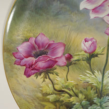 Load image into Gallery viewer, French Limoges Plate Charger Hand Painted Porcelain Large 18" Wall Plaque Pink Poppy Flowers, William Guerin / Artist Signed