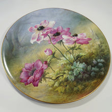 Load image into Gallery viewer, French Limoges Plate Charger Hand Painted Porcelain Large 18" Wall Plaque Pink Poppy Flowers, William Guerin / Artist Signed
