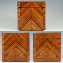 Load image into Gallery viewer, Antique French Tea Caddy Box Signed Vervelle Paris, Napoleon III Kingwood Marquetry Veneer, Lock & Key