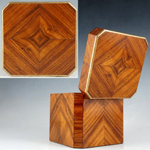 Load image into Gallery viewer, Antique French Tea Caddy Box Signed Vervelle Paris, Napoleon III Kingwood Marquetry Veneer, Lock & Key