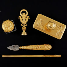 Load image into Gallery viewer, Antique French Gilt Bronze Writing Desk Set, Empire Motifs