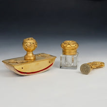 Load image into Gallery viewer, Antique French Gilt Bronze Writing Desk Set, Empire Motifs