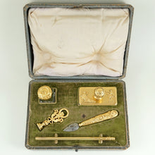 Load image into Gallery viewer, Antique French Gilt Bronze Writing Desk Set, Empire Motifs