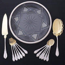 Load image into Gallery viewer, Antique French Sterling Silver 39pc Flatware Service, Forks & Spoons Set for 18, Dessert / Ice Cream, And Cut Crystal Dish