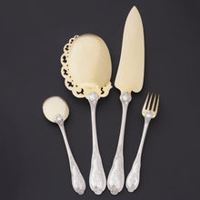 Load image into Gallery viewer, Antique French Sterling Silver 39pc Flatware Service, Forks & Spoons Set for 18, Dessert / Ice Cream, And Cut Crystal Dish