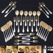 Load image into Gallery viewer, Antique French Sterling Silver 39pc Flatware Service, Forks & Spoons Set for 18, Dessert / Ice Cream, And Cut Crystal Dish