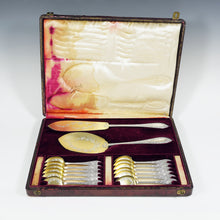 Load image into Gallery viewer, Antique French Sterling Silver Gilt Vermeil Ice Cream Dessert Serving Set, Spoons