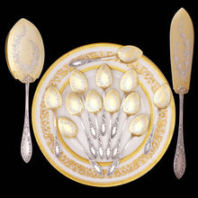 Load image into Gallery viewer, Antique French Sterling Silver Gilt Vermeil Ice Cream Dessert Serving Set, Spoons
