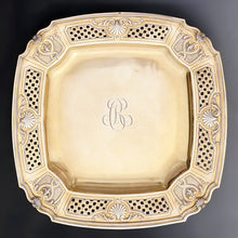 Load image into Gallery viewer, Antique French Sterling Silver Compote Tazza Gold Vermeil Serving Dish Footed Tray Rococo Shell & Pierced Lattice