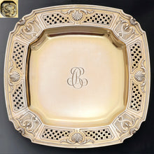 Load image into Gallery viewer, Antique French Sterling Silver Centerpiece Tazza Gilt Vermeil Serving Dish Footed Tray