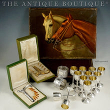 Load image into Gallery viewer, Art Nouveau French. 800 Silver Parasol Umbrella Dress Cane Handle Set, in Box