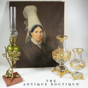 Large Antique French Gilt Bronze Ormolu Glass Empire Style Baluster Vase