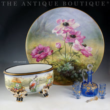 Load image into Gallery viewer, French Limoges Plate Charger Hand Painted Porcelain Large 18" Wall Plaque Pink Poppy Flowers, William Guerin / Artist Signed