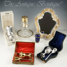 Load image into Gallery viewer, Antique French Sterling Silver Gold Vermeil Cut Crystal Tumble Up Set