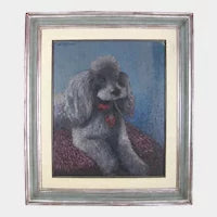 Geo Mommaerts Portrait of a Poodle Dog, Belgian Artist Impressionist Oil Painting, Dated